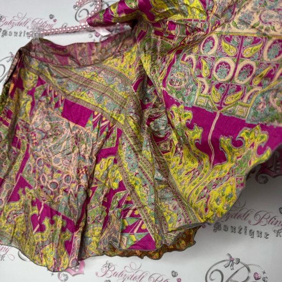 Wrap skirt multiway Kariza vintage paisley floral reversible Boho bohemian tie - Picture 2 of 13